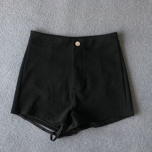 High-Waist Black Women’s Shorts with Front Button